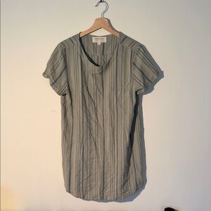 cloth & stone Olive Green Striped Short Sleeve Tunic